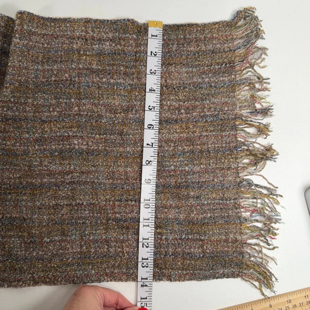 Mucros Weavers Scarf Ireland Multi Color Boucle Fringed Wool Blend Warm Cozy